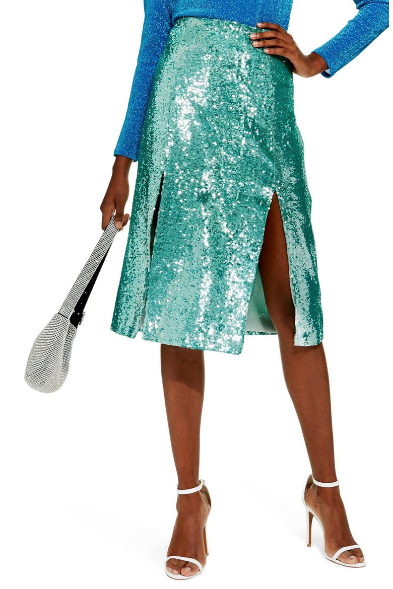 Sequin Skirt, Main, color, MINT