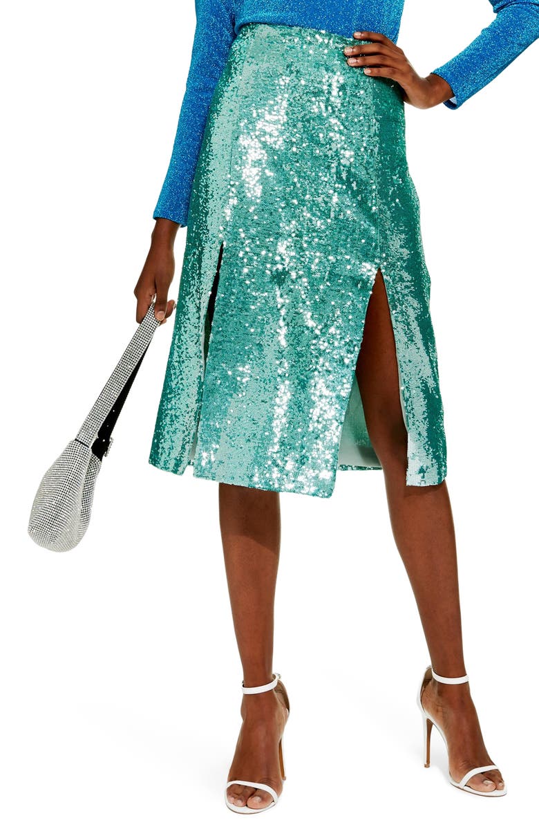 Topshop Sequin Skirt, Main, color,