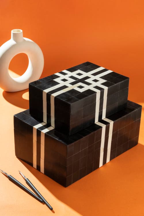 Gauri Kohli Bindra Decorative Boxes, Set Of 2 In Black