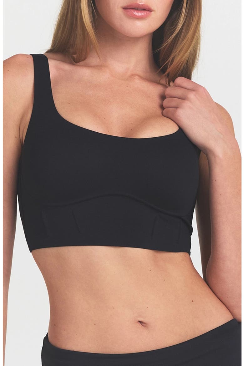 Matte Longline Corset Bra, Main, color, NSKM OBSIDIAN