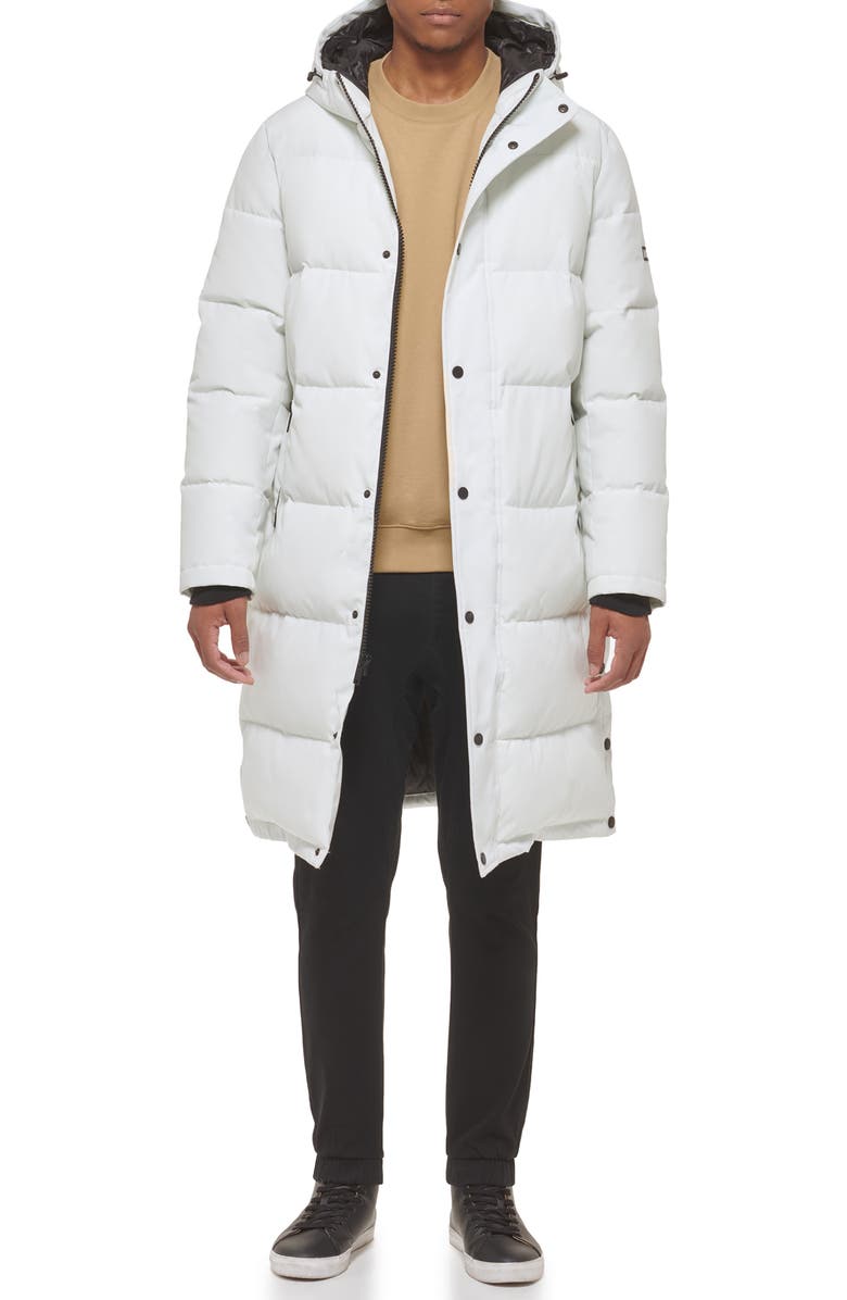 DKNY Zip Front Longline Puffer, Alternate, color, Ice