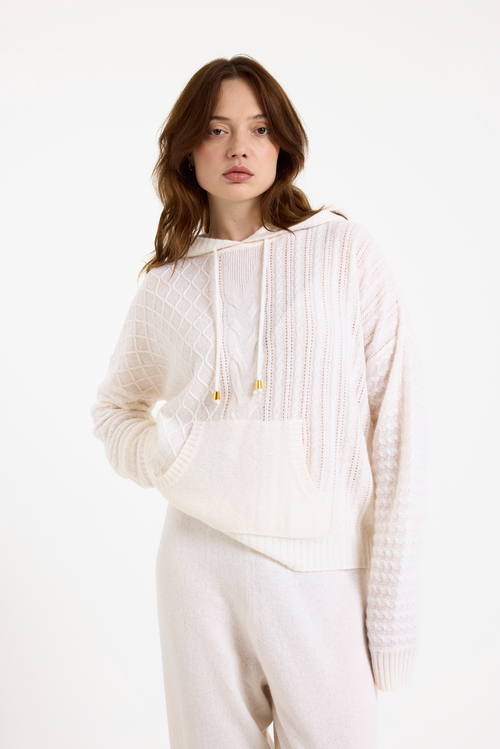 Brodie Pure Cashmere Luxe Relaxed Fit 100% Cashmere Hoodie In White
