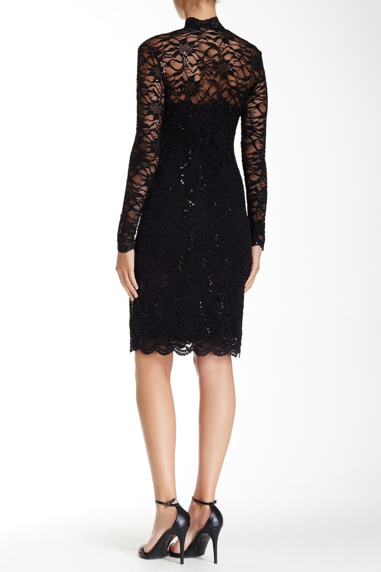 V-Neck Sequin Mini Dress, Alternate, color, BLACK