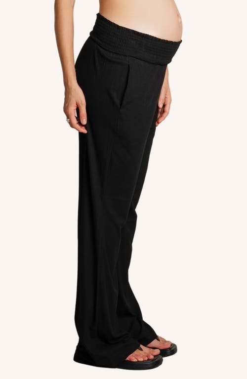 Nom Maternity Supersoft Rib Wide Leg Maternity Pants In Black