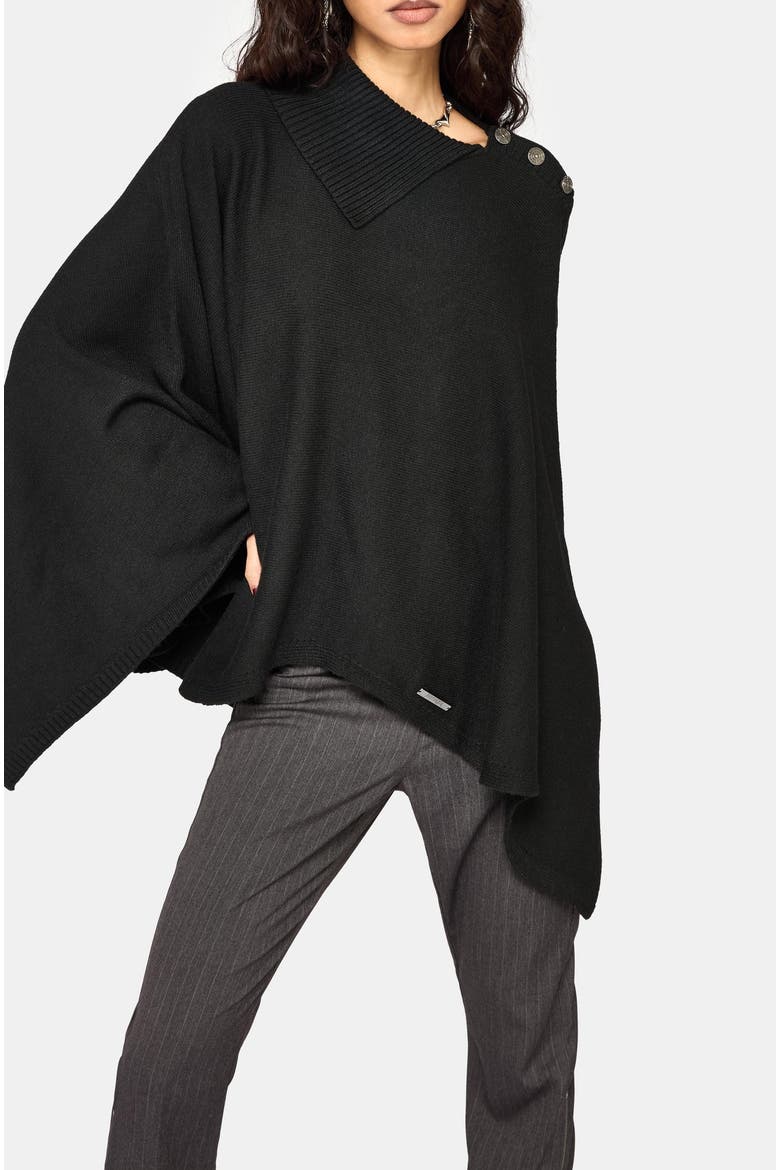 Alois Asymmetric Knit Cape, Alternate, color, Black