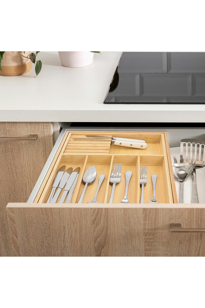 Adjustable Wood Drawer Storage and Organization Tray, Alternate, color, Bamboo