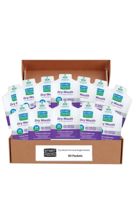 Dry Mouth Zinc Activated Travel Mouthwash Single Packs 50 Count