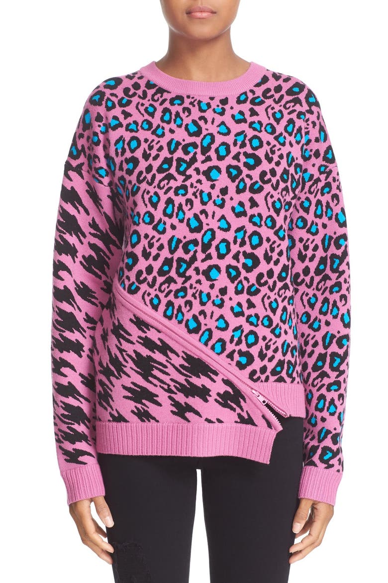 Intarsia Knit Sweater, Main, color, COSMIC PINK