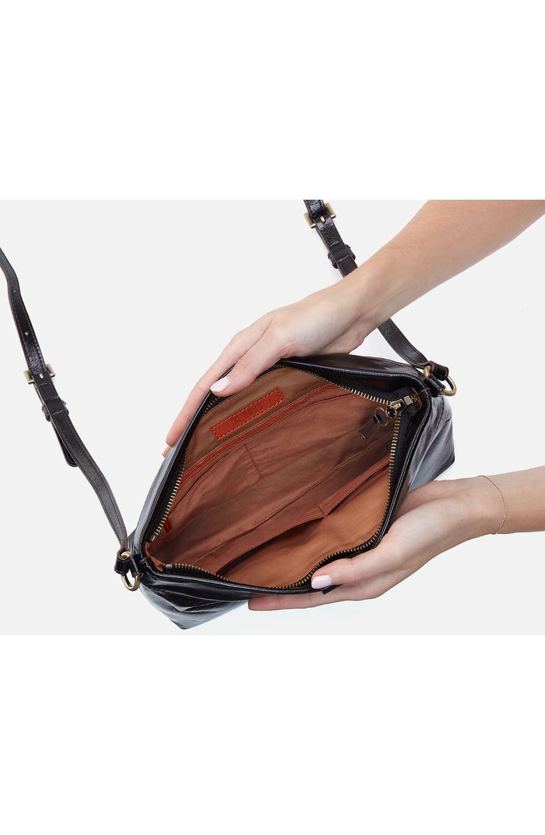 HOBO Medium Romy Leather Crossbody Bag, Alternate, color, Black
