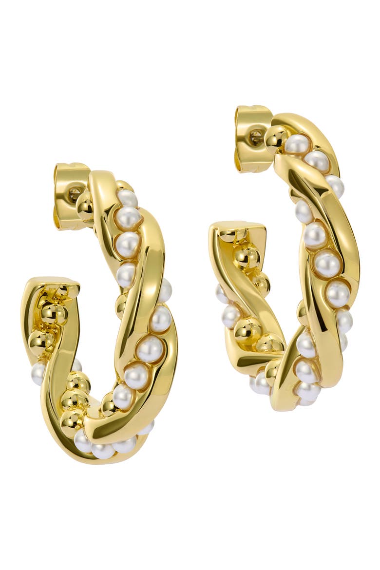 Tiyaa Twisted Faux Pearl Hoop Earrings video