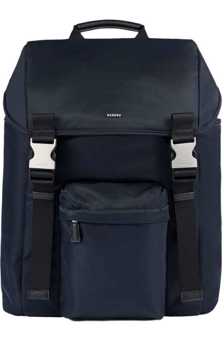 SANDRO Nylon backpack, Main, color, Navy Blue