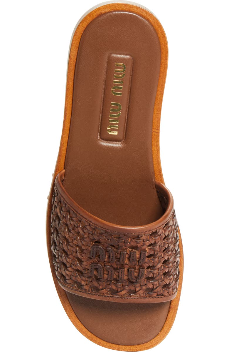 Miu Miu Woven Slide Sandal, Alternate, color, Cognac