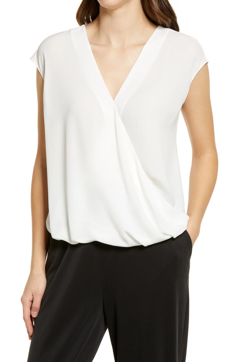 Surplice Blouson Top, Main, color, IVORY CLOUD