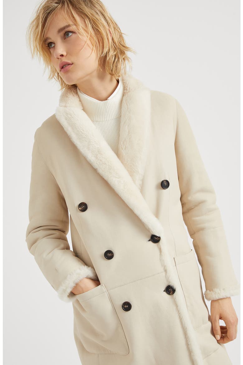 Shearling reversible coat, Alternate, color, White