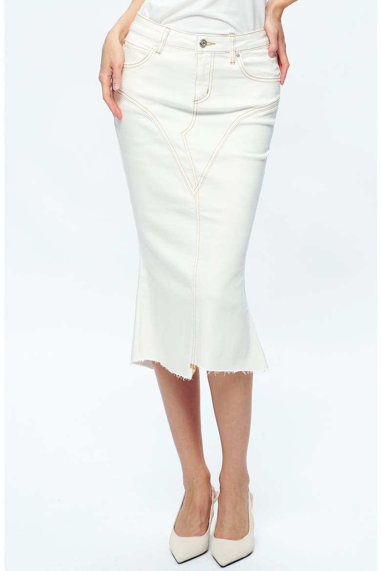 Erin Fishtail Denim Skirt, Main, color, CREAM