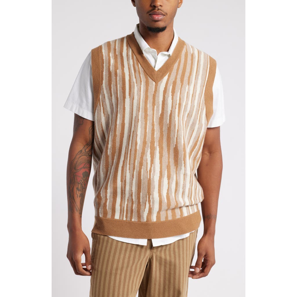Nordstrom X Harlem's Fashion Row House Of Aama Etched Vest In Tan Abstract Stripe
