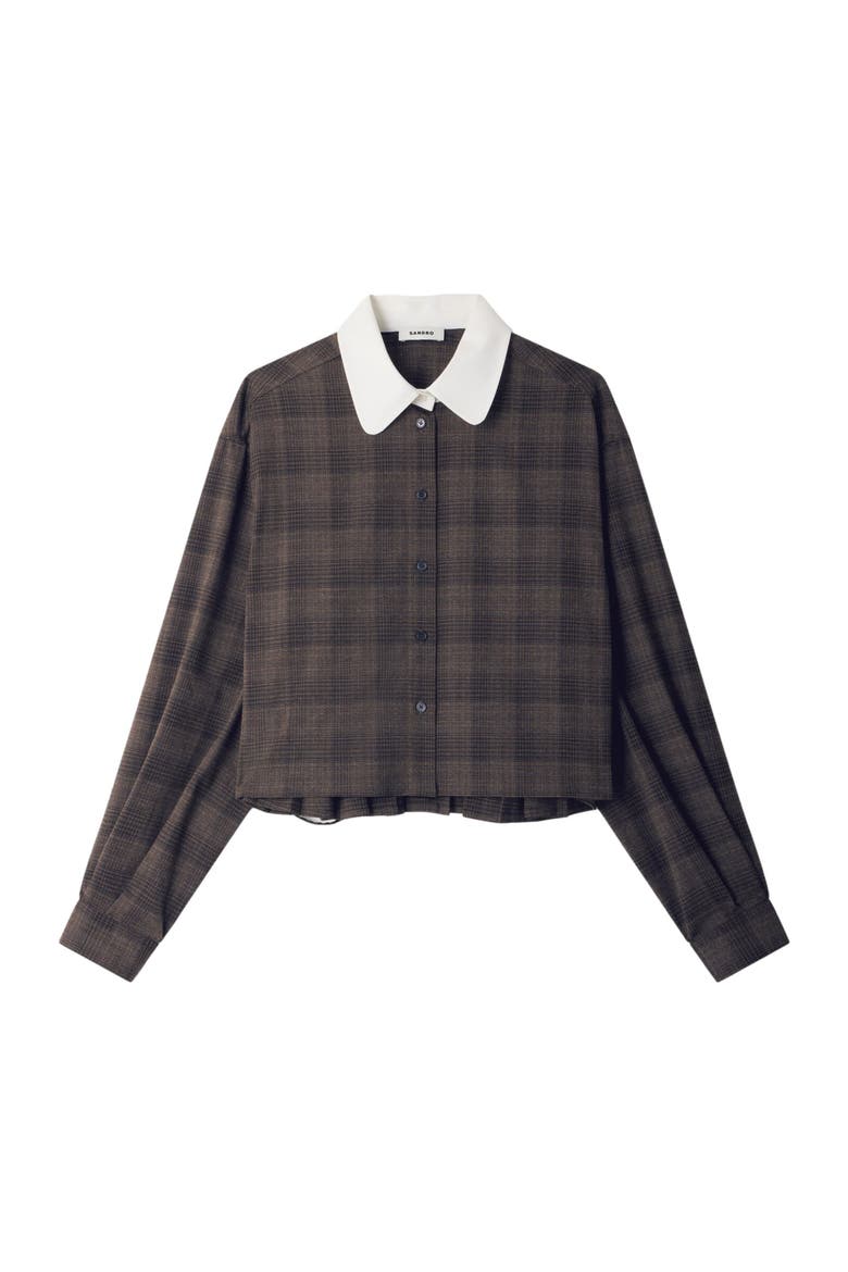 Check shirt with contrast collar, Alternate, color, Dark grey