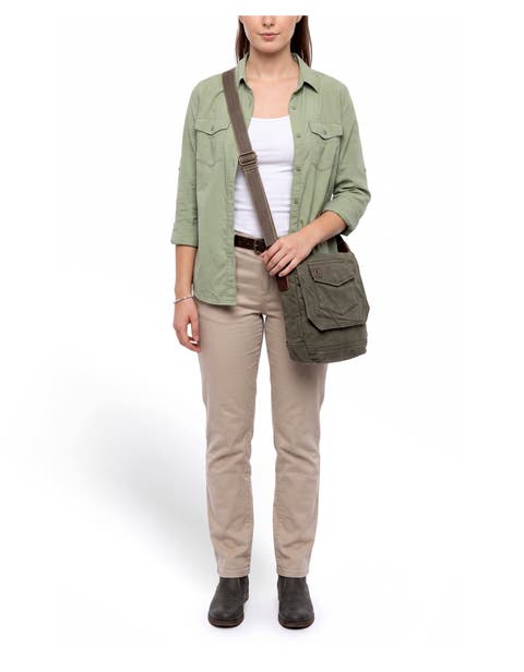 Spring Palm Canvas Pocket Crossbody Bag