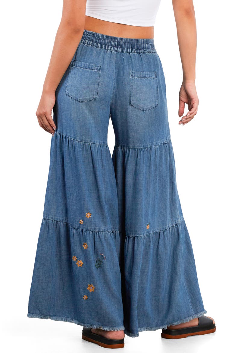 Prettier in Person Tiered Wide Leg Denim Pants, Alternate, color, DENIM