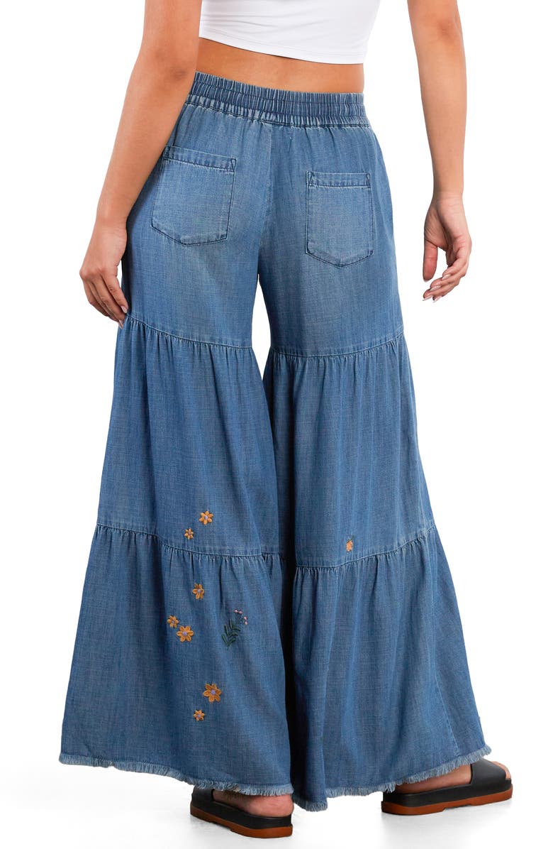 Billy T Prettier in Person Tiered Wide Leg Denim Pants, Alternate, color, Denim