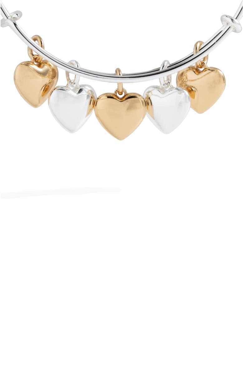 Alex and Ani Puffy Heart Multi Charm Bangle Bracelet, Alternate, color,