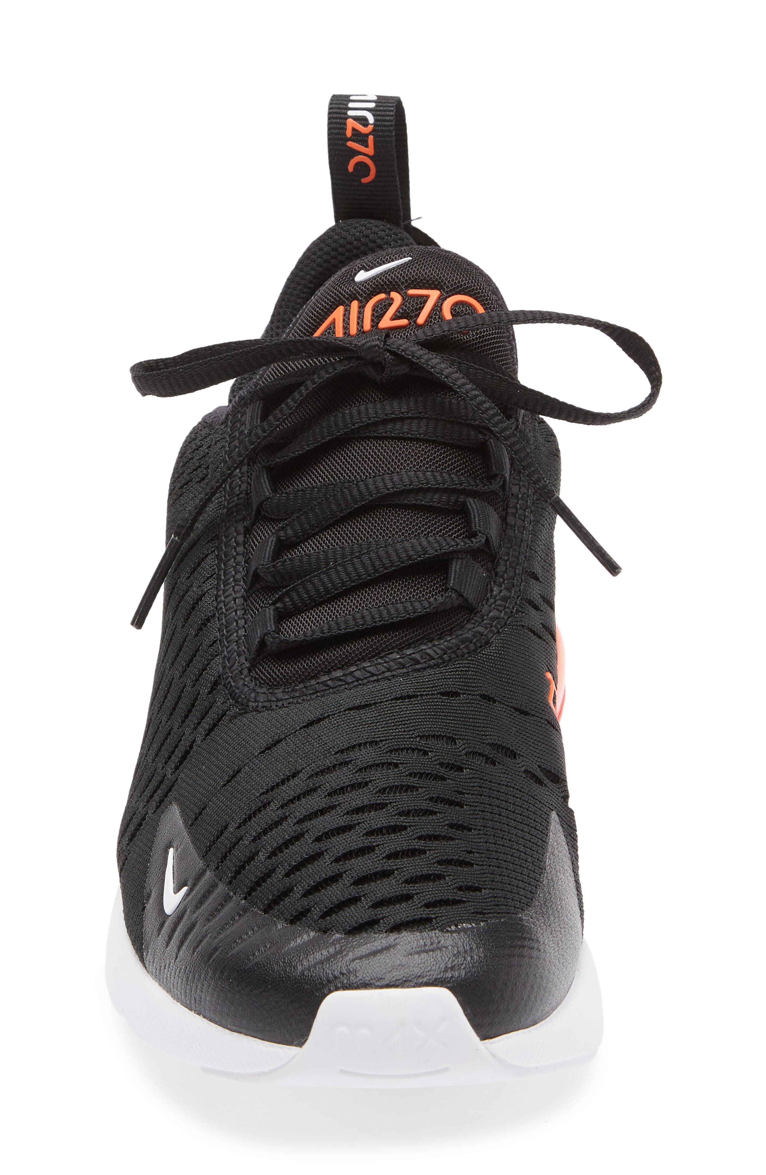 Nike Kids' Air Max 270 Sneaker, Alternate, color, Black/ White/ Orange