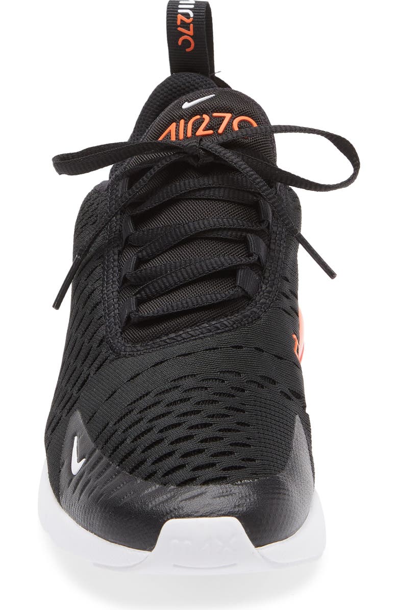 Nike Kids' Air Max 270 Sneaker, Alternate, color, Black/ White/ Orange