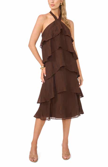 Tiered Halter Midi Dress