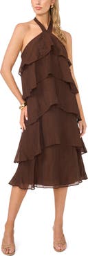 Vince Camuto Tiered Halter Midi Dress