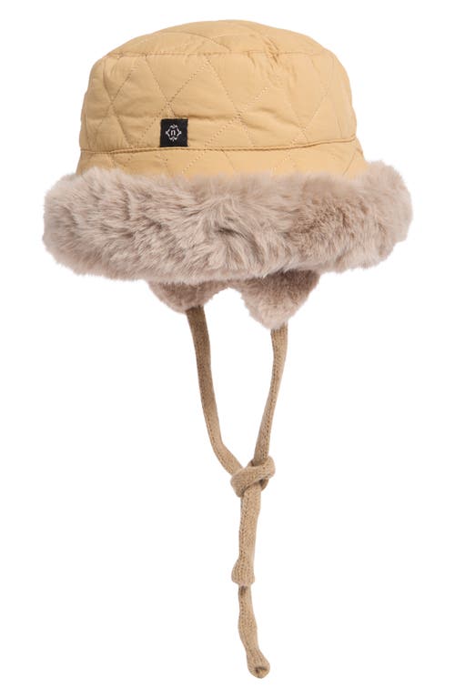 Nanette Lepore Reversible Faux Fur Quilted Bucket Hat In Yellow