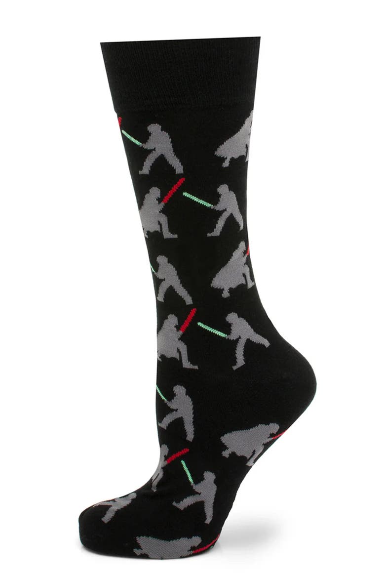 Darth Vader Luke Lightsaber Battle Crew Socks & Lapel Pin Gift Set, Alternate, color, MULTI