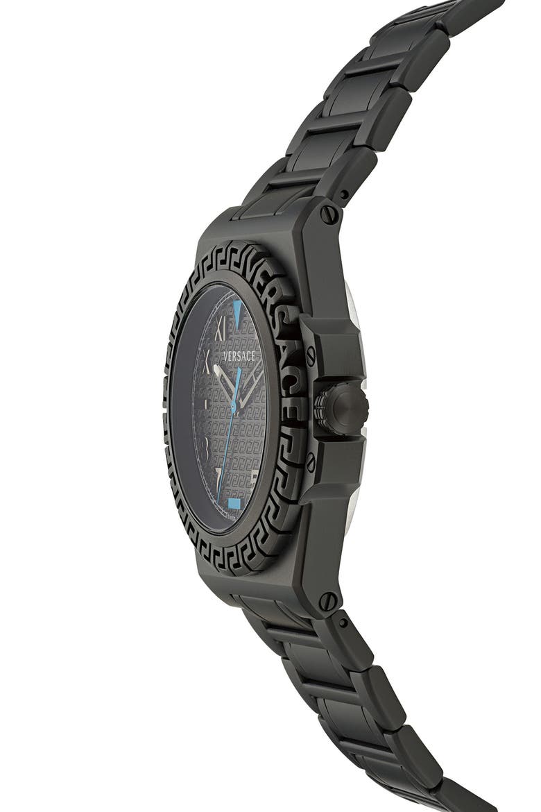 Greca Reaction Bracelet Watch, 44mm, Alternate, color, BLACK