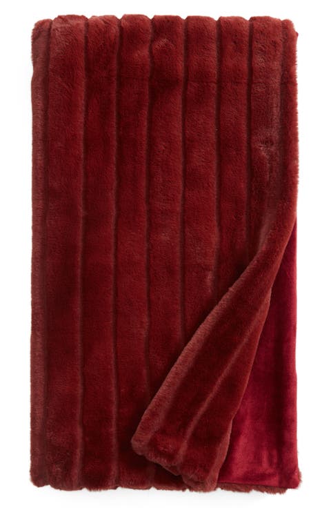 at Home Sheared Stripe Faux Fur Throw