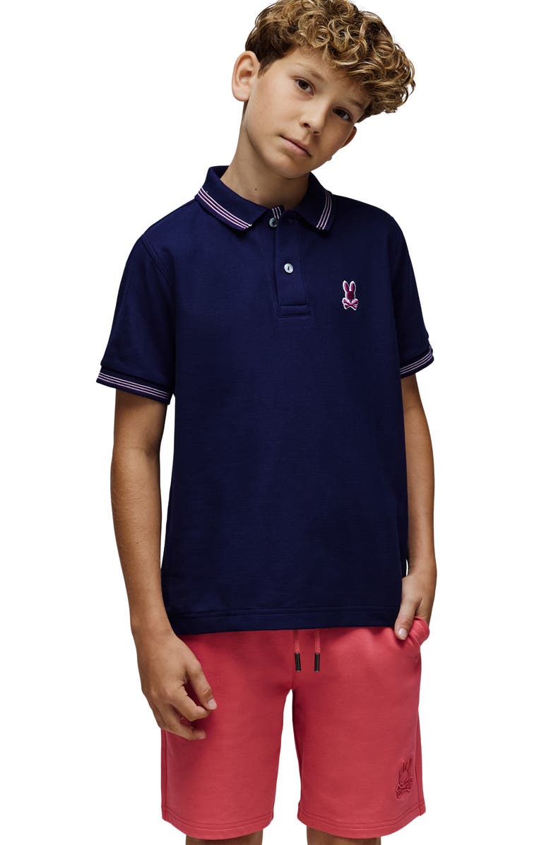 Psycho Bunny Kids' Hart Pima Cotton Piqué Polo, Alternate, color, Evening Blue