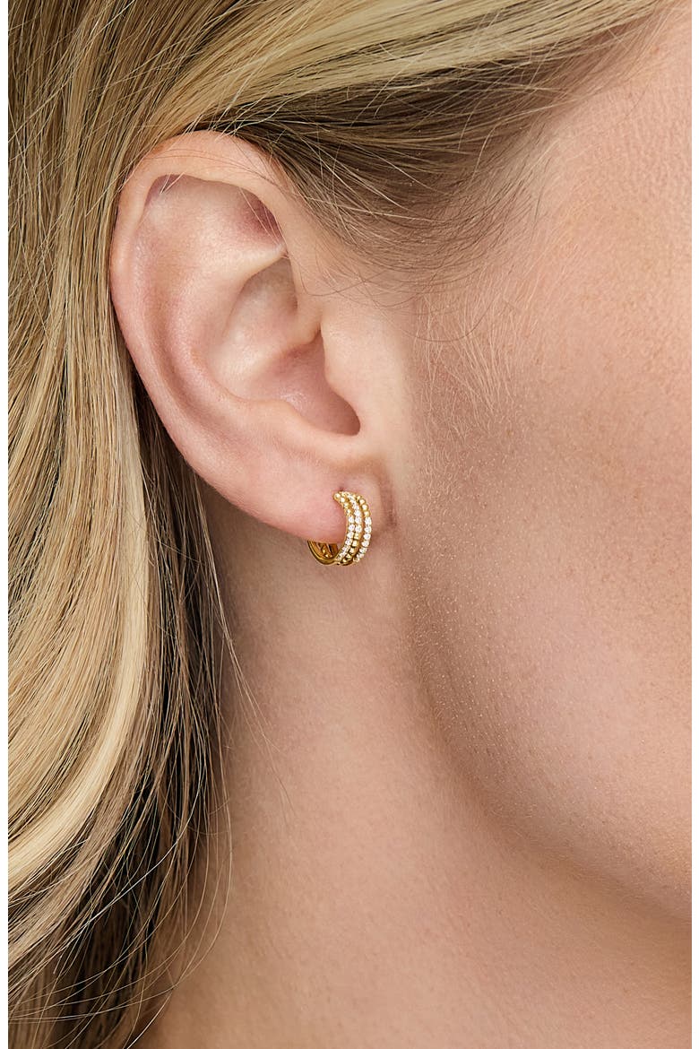 Mykonos 18K Yellow Gold Diamond Triple Hoop Earrings, Alternate, color, 18K YELLLOW GOLD