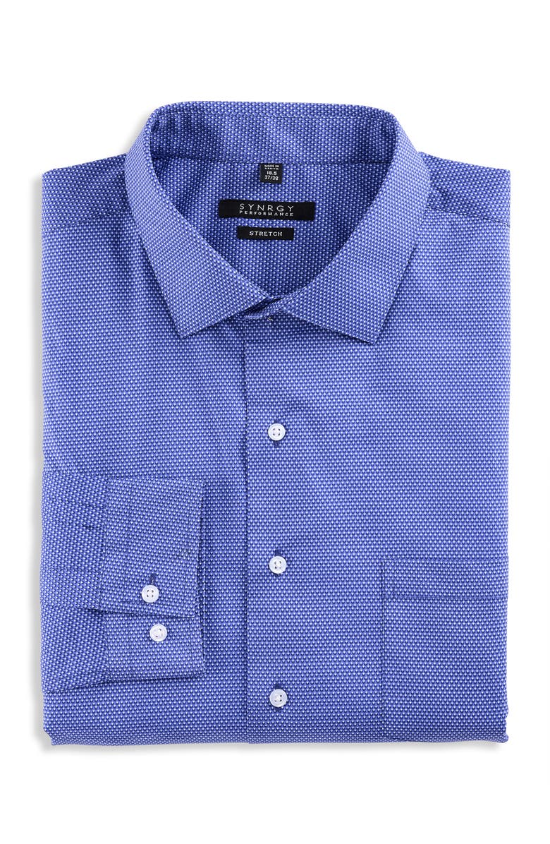 Synrgy by DXL Micro Patterned Dress Shirt, Alternate, color, Blue