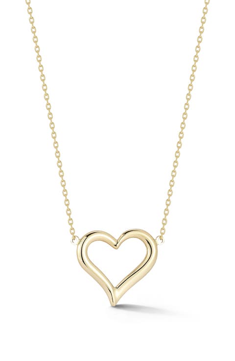 14K Yellow Gold Heart Pendant Necklace