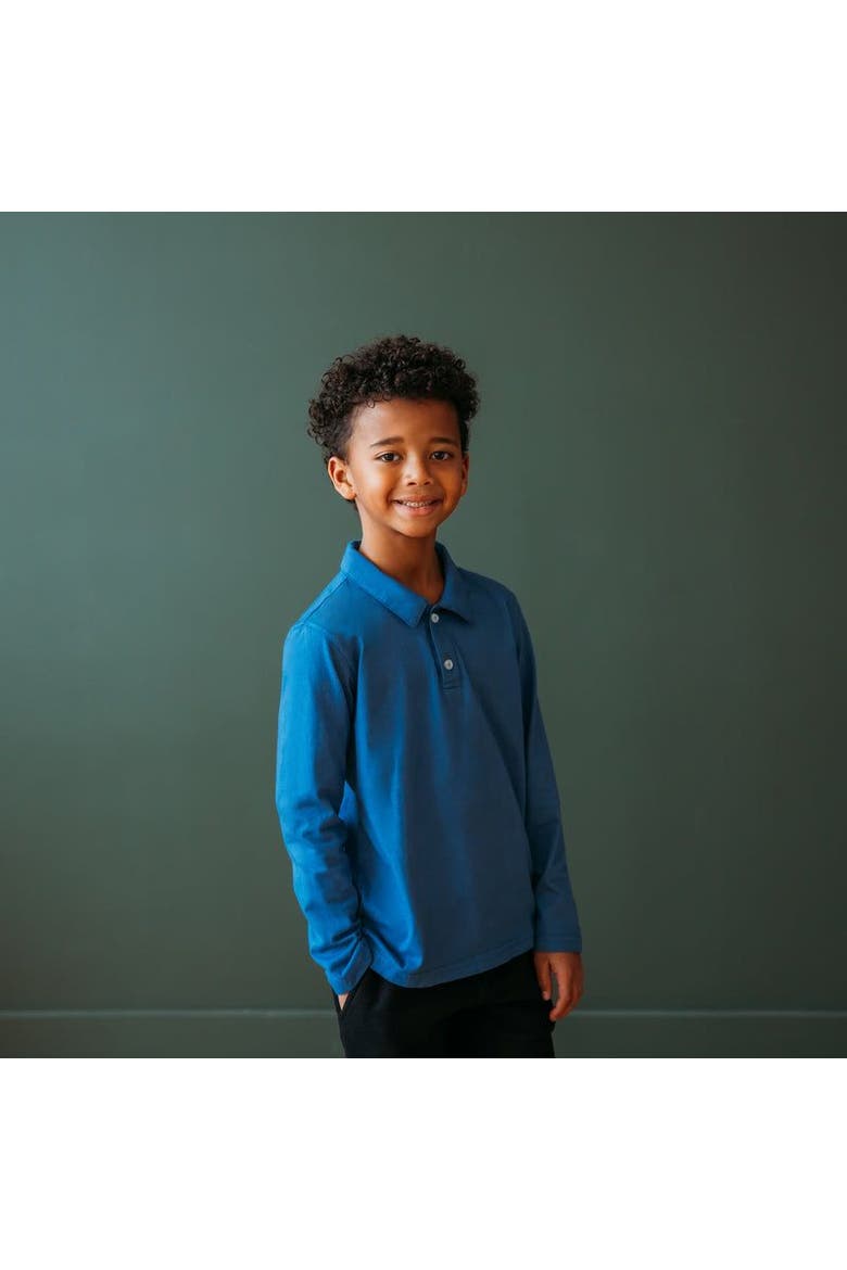 Baby Boys 100% Cotton Knit Jersey 2-Button Long Sleeve Polo, Alternate, color, Uniform Hunter Green