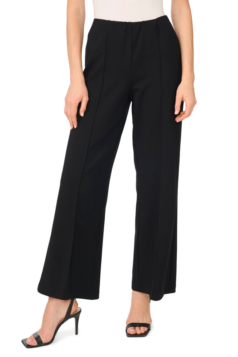 Seam Front Ponte Wide Leg Pants, Main, color, RICH BLACK