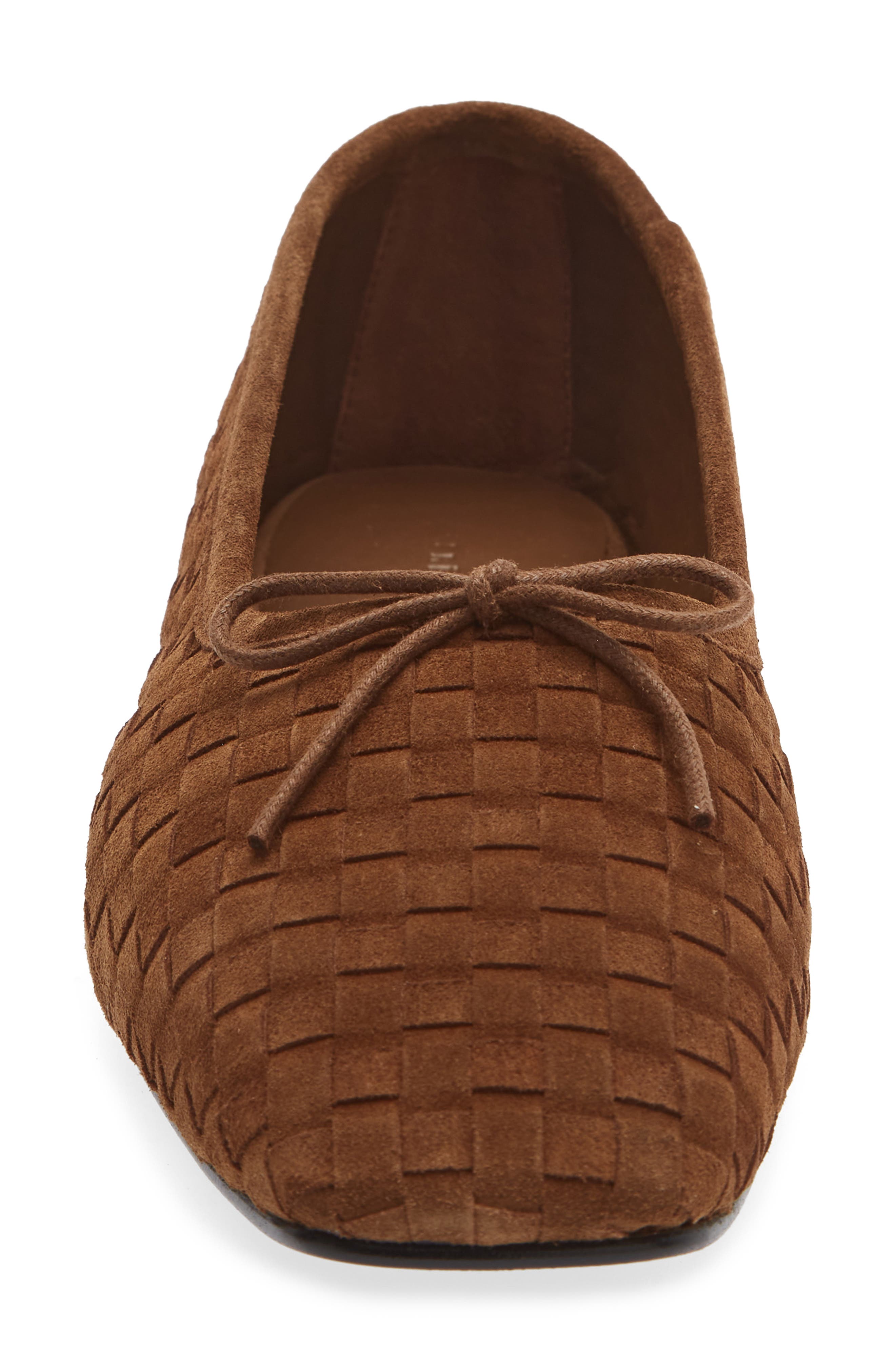 Jada Square Toe Ballet Flat, Alternate, color, TOFFEE WOVEN SUEDE