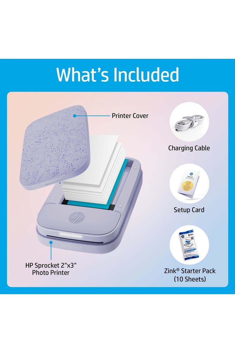 Sprocket Portable 2x3 Instant Photo Printer, Prints From iOS or Android Devices, Alternate, color, Purple
