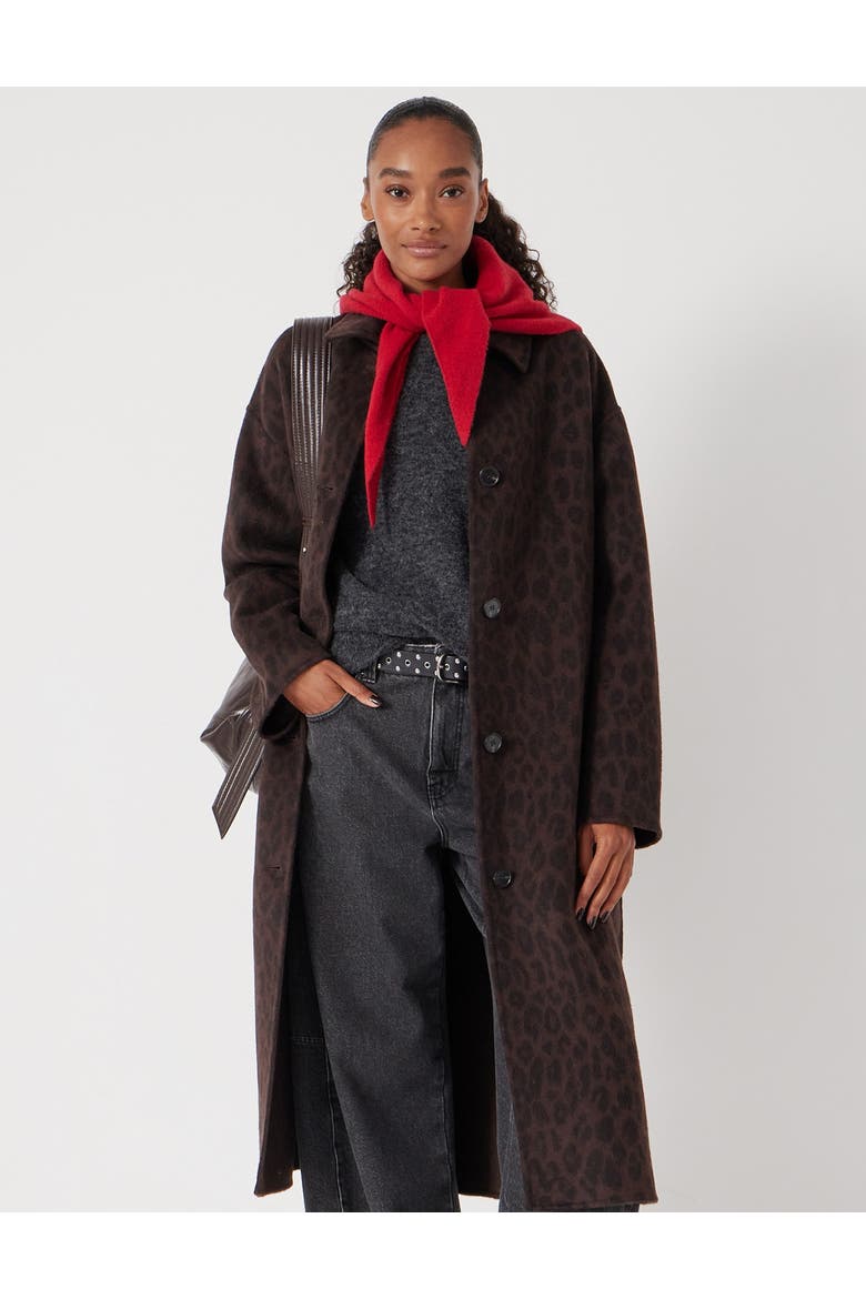 Edie Pure Wool Leopard Double Faced Coat, Main, color, Brown Leopard
