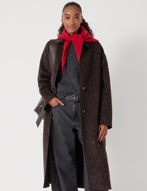 Hush Edie Pure Wool Leopard Double Faced Coat In Brown
