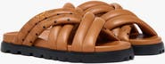 MCM Monogram Print Cross Sandals in Lamb Leather