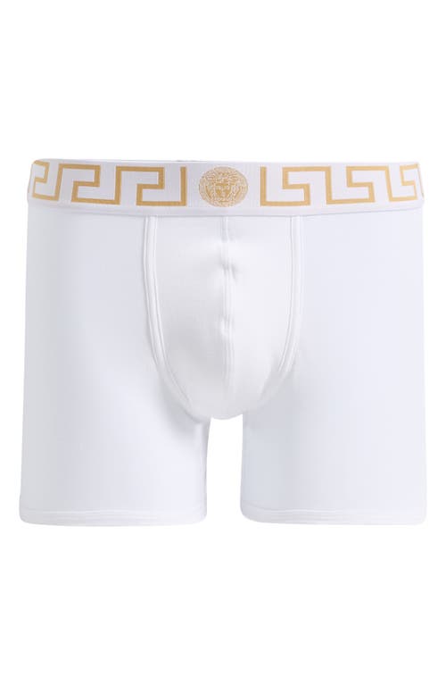 Versace Greek Key Jersey Boxer Briefs In White