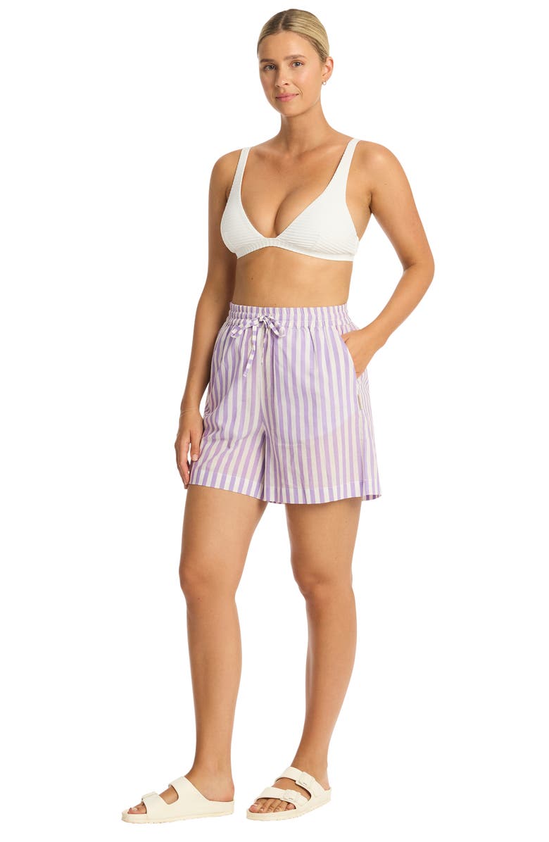 Sea Level Sails Boardwalk Cover-Up Shorts, Alternate, color, Lavender
