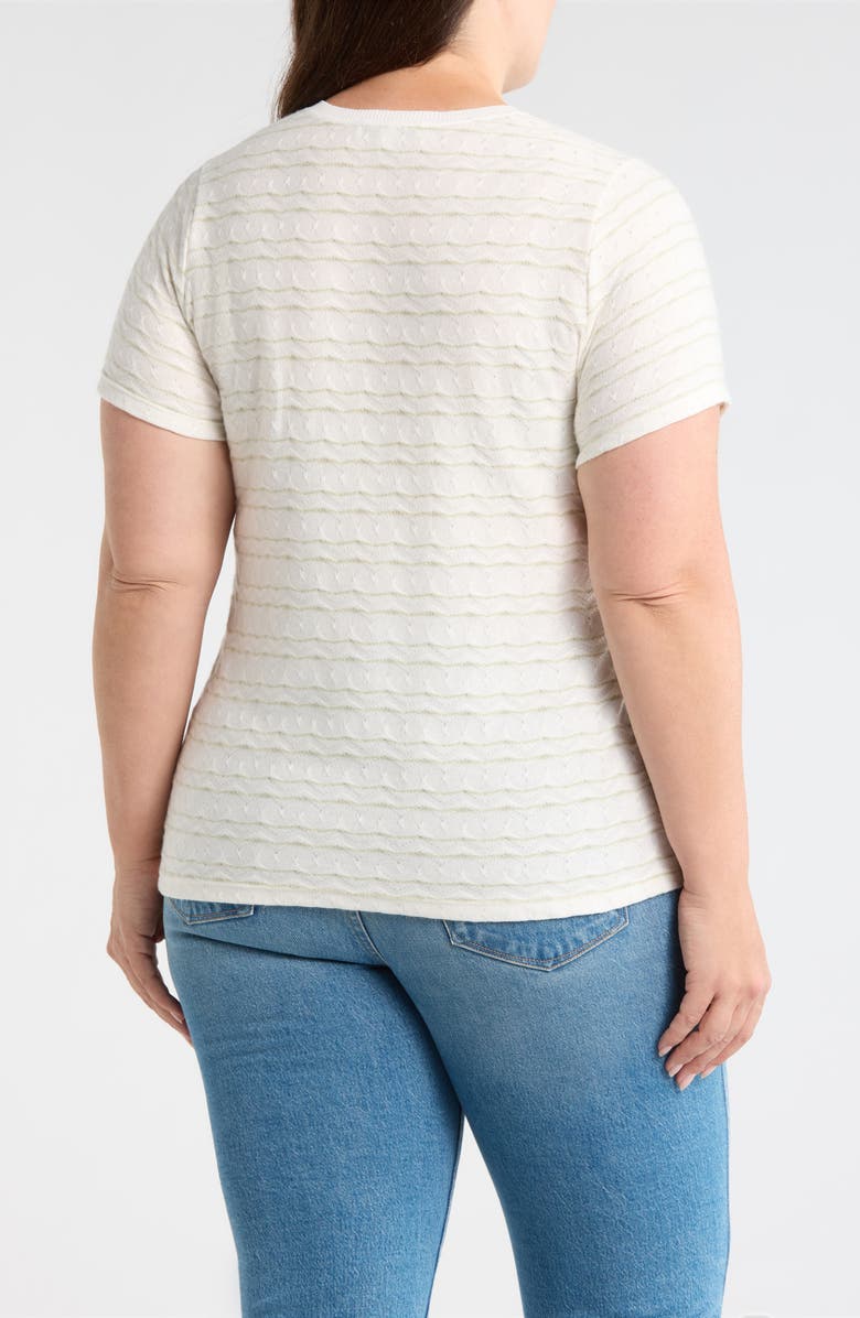 Liverpool Los Angeles Wavy Jacquard Stripe T-Shirt, Alternate, color, Bone/ Matcha Green Stripe