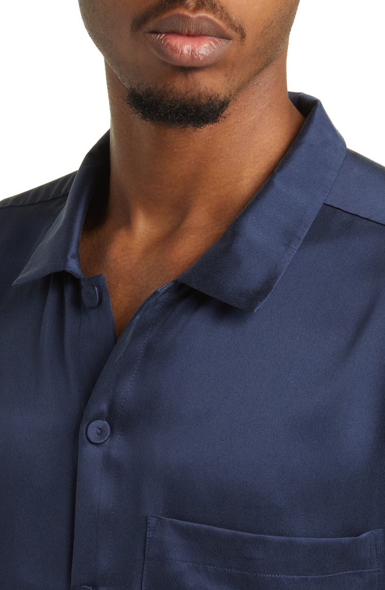 Lunya Long Sleeve Washable Silk Pajamas, Alternate, color, Deep Blue