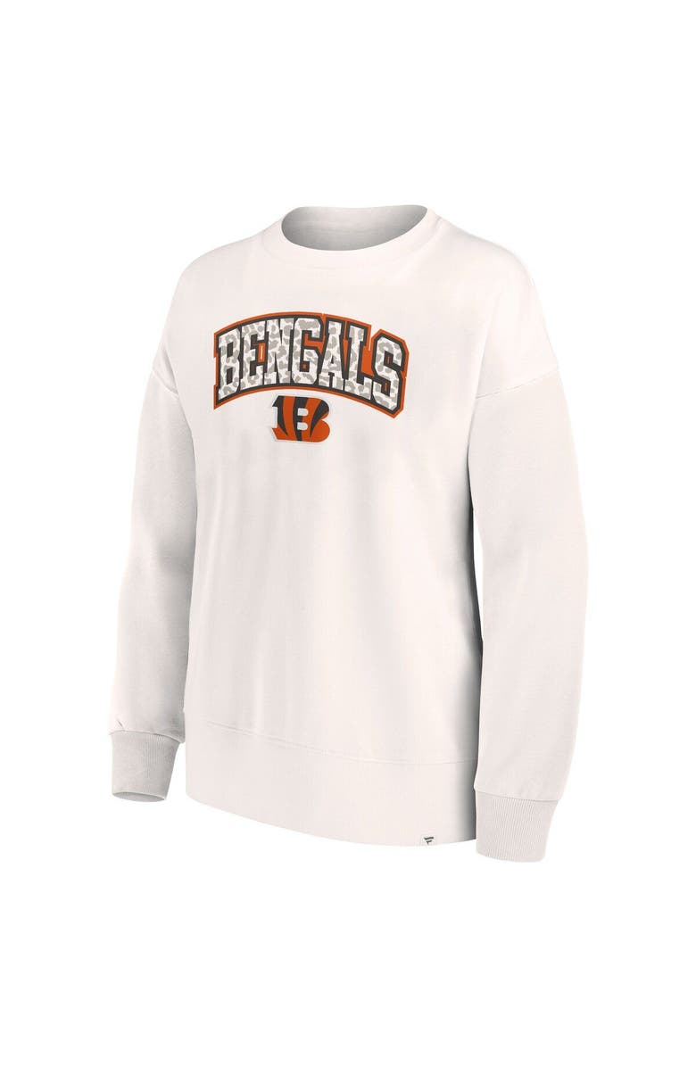 FANATICS Women's Fanatics Branded White Cincinnati Bengals Leopard Team Pullover Sweatshirt, Alternate, color, 