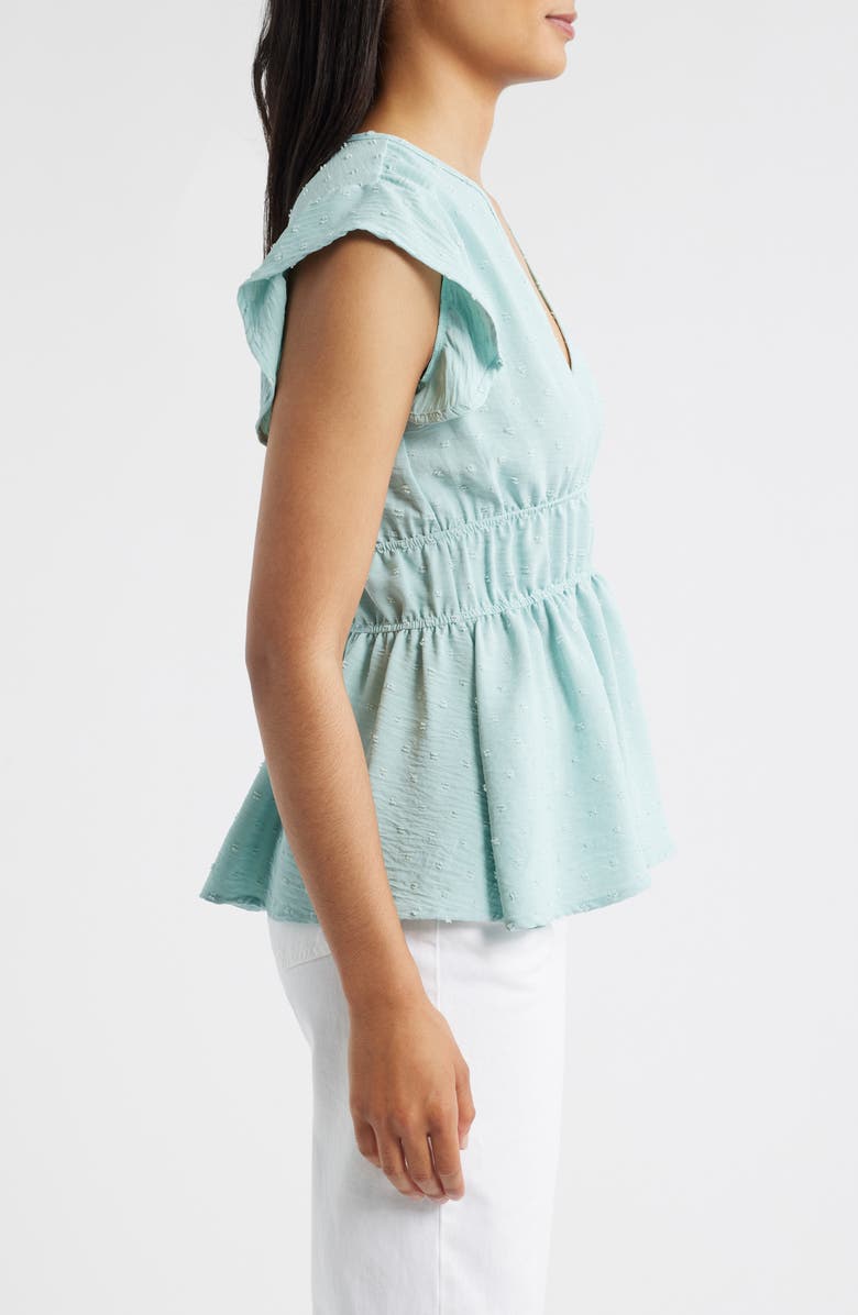 Loveappella Flutter Sleeve Empire Waist Top, Alternate, color, Sage